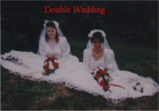 Double wedding with matching gowns
